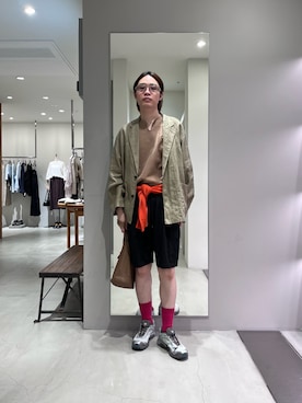 「URBAN RESEARCH（アーバンリサーチ）のcrepuscule　Long-Sleeve Polo（ニット/セーター、オレンジ系）」を使った、tko(オッチー)さん（メンズ・174cm）の春コーディネート