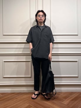 「オフィスカジュアル」｜「アイテム（Tシャツ/カットソー、グレー系）」を使った、tkoさん（メンズ・173cm）の夏コーディネート