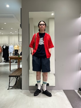 「URBAN RESEARCH（アーバンリサーチ）のLINEN CHAMBRAY SHORTS（その他パンツ、ブルー系）」を使った、tko(オッチー)さん（メンズ・174cm）の夏コーディネート