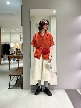 「URBAN RESEARCH（アーバンリサーチ）のdDdDdDd　FADE BUGGY SWEAT SHORTS（その他パンツ、ホワイト系）」を使った、tko(オッチー)さん（メンズ・174cm）の夏コーディネート