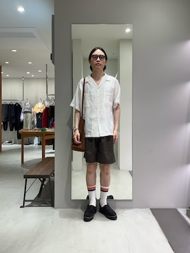「URBAN RESEARCH（アーバンリサーチ）の『別注』NEAT×URBS　DOT'S SEERSUCKER TRUNKS（その他パンツ、ブラウン系）」を使った、tko(オッチー)さん（メンズ・174cm）の夏コーディネート