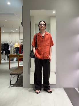 「URBAN RESEARCH（アーバンリサーチ）のSANDWASH LINEN OPEN SHIRTS（シャツ/ブラウス、オレンジ系）」を使った、tko(オッチー)さん（メンズ・174cm）の夏コーディネート