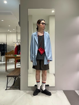 「URBAN RESEARCH（アーバンリサーチ）の『別注』CHEMISE D'ADAM×URBAN RESEARCH　SHIRTS JACKET SINGLE（テーラードジャケット、ブルー系）」を使った、tko(オッチー)さん（メンズ・174cm）の夏コーディネート