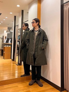 「寒い」｜「アイテム（ステンカラーコート）」を使った、tkoさん（メンズ・174cm）の秋コーディネート