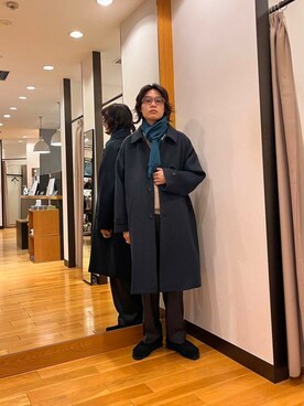 「アイテム（ステンカラーコート）」を使った、tkoさん（メンズ・174cm）の秋コーディネート