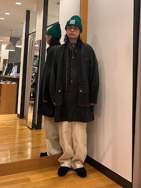 「アイテム（ステンカラーコート）」を使った、tkoさん（メンズ・174cm）の冬コーディネート