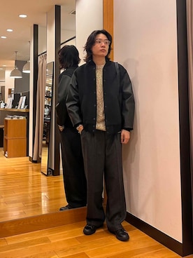 「アイテム（スタジャン）」を使った、tkoさん（メンズ・174cm）の冬コーディネート