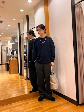 「カシミヤ」｜「アイテム（その他シューズ）」を使った、tkoさん（メンズ・174cm）の秋コーディネート