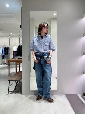 「URBAN RESEARCH（アーバンリサーチ）のblurhmsROOTSTOCK　H.T.CHAMBRAY WORK SHORT-SLEEVE（シャツ/ブラウス、ブルー系）」を使った、tko(オッチー)さん（メンズ・174cm）の春コーディネート
