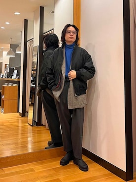 「寒い」｜「アイテム（ブルゾン）」を使った、tkoさん（メンズ・174cm）の冬コーディネート