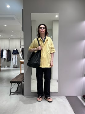 「LACOSTE（ラコステ）の『別注』LACOSTE×URBAN RESEARCH　FUNCTIONAL PIQUE OP SHIRTS（シャツ/ブラウス、イエロー系）」を使った、tko(オッチー)さん（メンズ・174cm）の春コーディネート