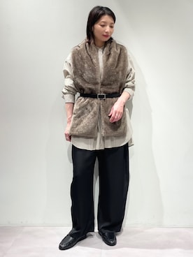 「qualite（カリテ）のアイテム（パンツ）」を使った、KAWAMURAさん（レディース・160cm）の秋コーディネート