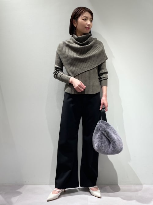 23AW】アシメスヌードリブニット/スヌード取り外し可能（ニット