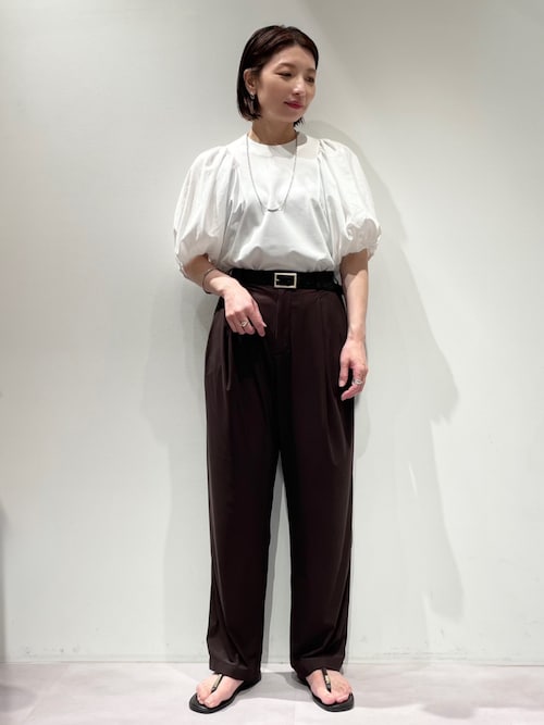 tシャツ タフタスリーブプルオーバー/オフィスカジュアル/夏服/パフスリーブ レディース タフタスリーブプルオーバー/オフィスカジュアル/夏服