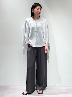 「サテンパンツ」｜KAWAMURAさん（レディース・160cm）の春コーディネート
