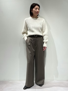 「アイテム（ベルト）」を使った、KAWAMURAさん（レディース・160cm）の秋コーディネート