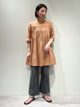 「ティアードブラウス」｜KAWAMURAさん（レディース・160cm）の夏コーディネート