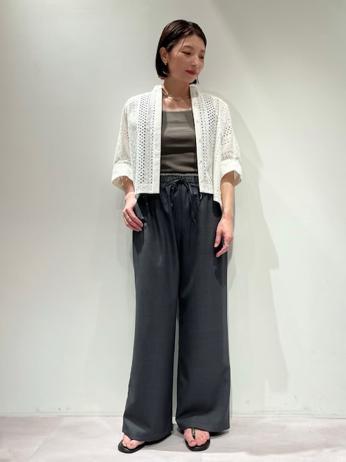 レースハーフスリーブシャツ/夏服/オフィスカジュアル（シャツ