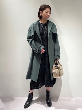 「カットジャカード」｜KAWAMURAさん（レディース・160cm）の冬コーディネート