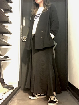 「GU（ジーユー）のアイテム（ノーカラージャケット）」を使った、yu___iさん（レディース・163cm）の秋コーディネート