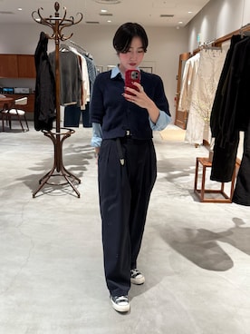 「NEAT（ニート）のアイテム（パンツ）」を使った、yaya さん（レディース・158cm）の春コーディネート