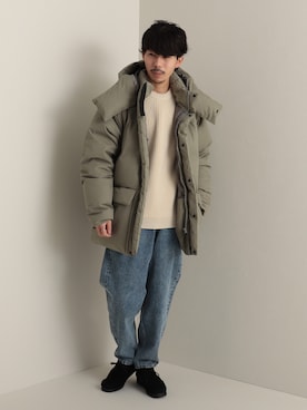 「gloster」｜「アイテム（ダウンジャケット/コート）」を使った、katsuさん（メンズ・170cm）の冬コーディネート