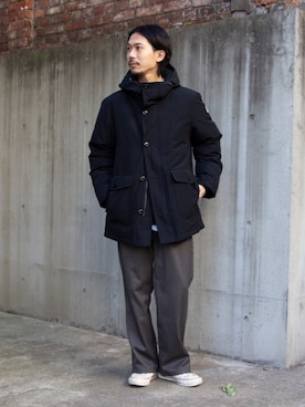 「gloster」｜「アイテム（ダウンジャケット/コート）」を使った、katsuさん（メンズ・170cm）の冬コーディネート