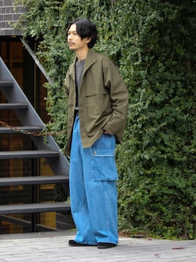 「ARMY TWILL（アーミーツイル）のアイテム（デニムパンツ）」を使った、katsuさん（メンズ・170cm）の秋コーディネート