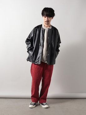 「GLOSTER（グロスター）のアイテム（ライダースジャケット）」を使った、katsuさん（メンズ・170cm）の秋コーディネート