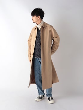 「FREDY&GLOSTER」｜「アイテム（ステンカラーコート）」を使った、katsuさん（メンズ・170cm）の秋コーディネート