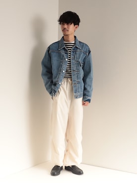 「gloster」｜「アイテム（デニムジャケット）」を使った、katsuさん（メンズ・170cm）の冬コーディネート