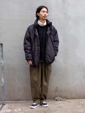 「gloster」｜「アイテム（ダウンジャケット/コート）」を使った、katsuさん（メンズ・170cm）の秋コーディネート