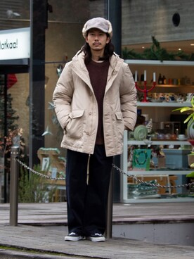 「GLOSTER（グロスター）のアイテム（帽子）」を使った、katsuさん（メンズ・170cm）の冬コーディネート