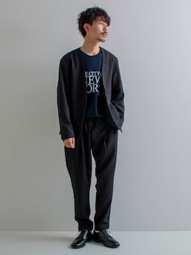 「GLOSTER（グロスター）のアイテム（セットアップ）」を使った、katsuさん（メンズ・170cm）の夏コーディネート