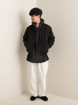 「GLOSTER（グロスター）のアイテム（MA-1）」を使った、katsuさん（メンズ・170cm）の冬コーディネート