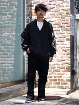 「Dickies（ディッキーズ）の【Dickies/ディッキーズ】T/C ツイルイージーパンツ ワイドチノ チノパン ルーズフィット（チノパンツ）」を使った、katsuさん（メンズ・170cm）の夏コーディネート