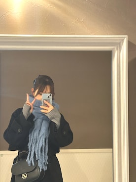 「マフラーコーデ」｜「アイテム（バッグ）」を使った、やまさん（レディース・158cm）の冬コーディネート