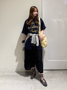 「CIAOPANIC TYPY（チャオパニックティピー）の【ユニセックス】ポコポコドローコードバック（トートバッグ）」を使った、ちなさん（レディース・162cm）の夏コーディネート