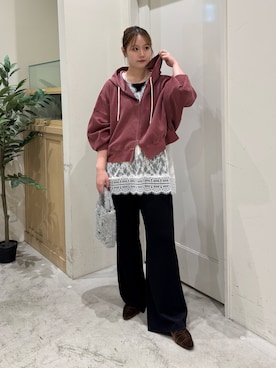 「アイテム（チュニック）」を使った、ちなさん（レディース・162cm）の秋コーディネート