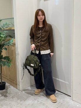 「CIAOPANIC TYPY（チャオパニックティピー）の【UNISEX】【シルエット調整可】ピグメント加工ワッフルイージーパンツ/WEB限定カラーあり（スウェットパンツ）」を使った、ちなさん（レディース・162cm）の秋コーディネート