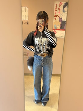 「アイテム（ベルト）」を使った、彩さん（レディース・143cm）の秋コーディネート