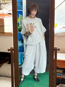 「fal 'beuのアイテム（Tシャツ/カットソー、ホワイト系）」を使った、ruadaisukiさん（レディース・158cm）の春コーディネート