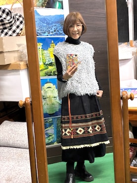 「fal’beuのアイテム（スカート、ブラック系）」を使った、ruadaisukiさん（レディース・158cm）の冬コーディネート