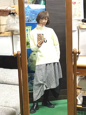 「koibito misakiのアイテム（スカート、グレー系）」を使った、ruadaisukiさん（レディース・158cm）の冬コーディネート