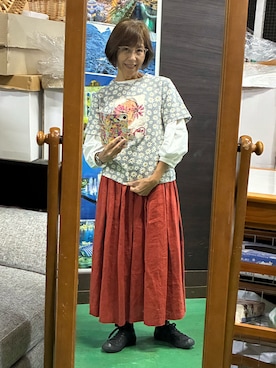 「アイテム（Tシャツ/カットソー）」を使った、ruadaisukiさん（レディース・158cm・60代）の秋コーディネート