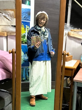 「TRUBEのアイテム（スカート、ホワイト系）」を使った、ruadaisukiさん（レディース・158cm）の冬コーディネート