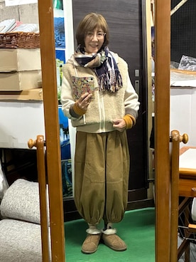 「BRILLANTEのアイテム（パンツ、ブラウン系）」を使った、ruadaisukiさん（レディース・158cm）の冬コーディネート