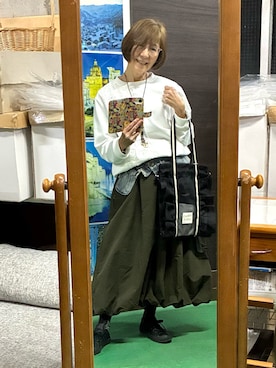 「ブリランテのアイテム（スカート、グリーン系）」を使った、ruadaisukiさん（レディース・158cm）の春コーディネート