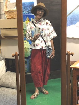「TRUBEのアイテム（パンツ）」を使った、ruadaisukiさん（レディース・158cm・60代）の夏コーディネート