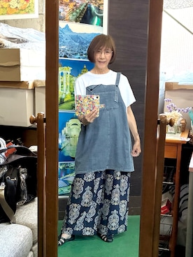 「TRUBEのアイテム（Tシャツ/カットソー、ホワイト系）」を使った、ruadaisukiさん（レディース・158cm）の夏コーディネート